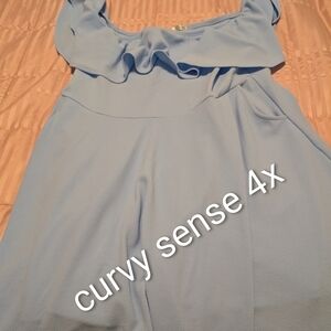 Curvy Sense Strapless Blue Dress